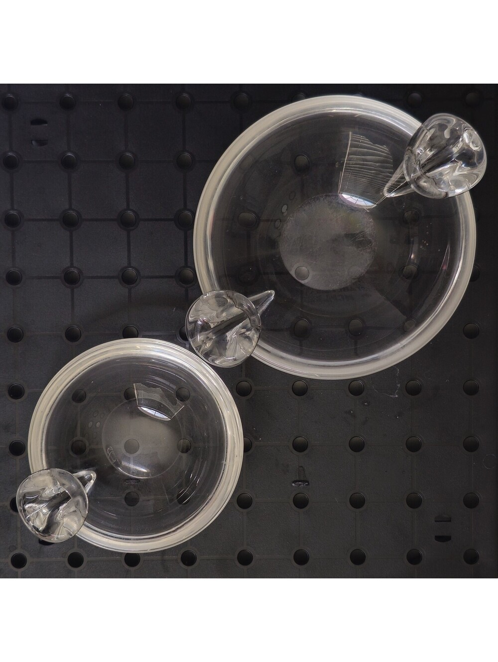 Steuben Set of Two  Ashtrays/Candy Dishes Signed Pinched Corner and Two Handles